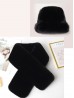 Solid Colour Fuzzy Hat with Brim and Scarf Set (HAT1338BK + SF1523-01BK)